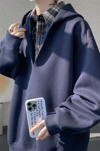 现货 WY10178-特p58 加绒P68 重磅卫衣大码假俩件连帽衫美式外套图片