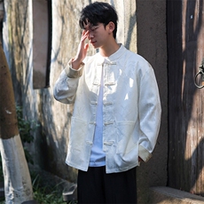 风新中式男2025春长袖衬衫提花翻袖撞色开衫KS513-P85控108，男装衬衫，电商A021