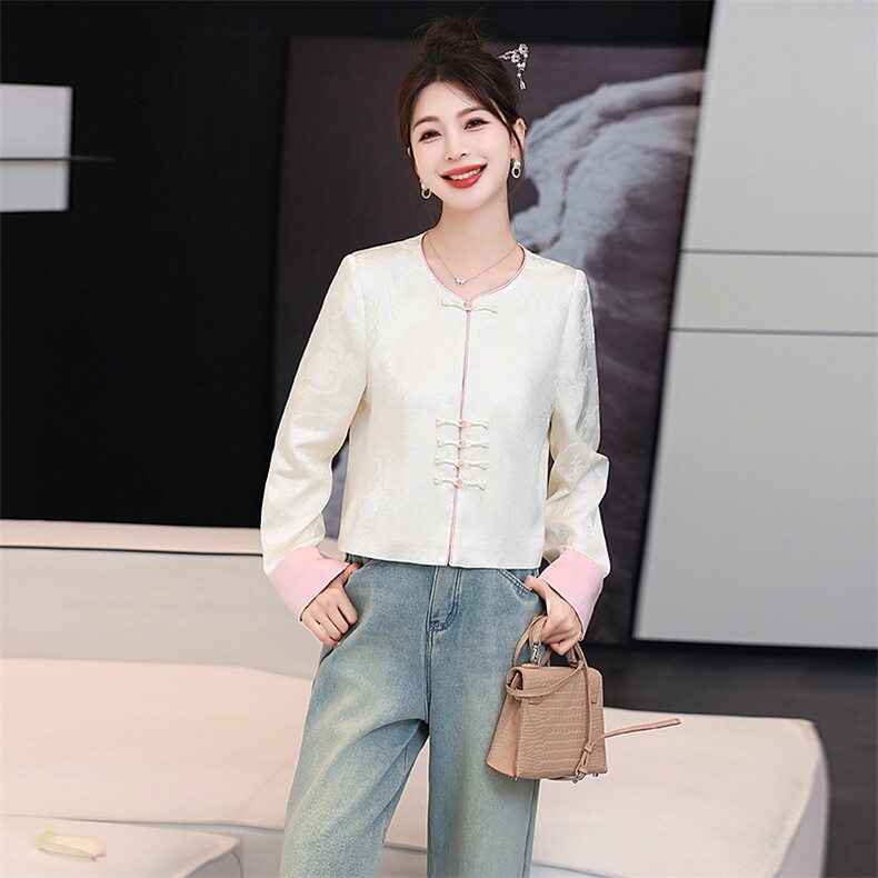 新中式g风小香风外套女2025春秋季小个子复古盘扣唐装短款上衣,女装短外套,沁沁公主