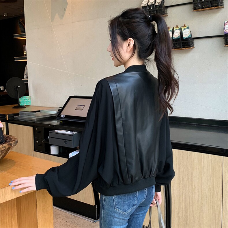 拼接撞色棒球服外套女秋季新款2022百搭休闲拉链开衫夹克短上衣潮,女装短外套,辉之琳