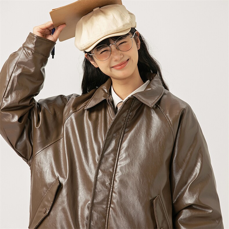 2026冬季新款男装日系潮牌纯色休闲皮衣棉服加厚外套MY382-F145,男装皮衣,电商A101（原外27）