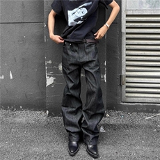 W11078-P58网图现货新款小众美式复古原牛百搭微喇拖地牛仔裤，男装牛仔裤，星座1608