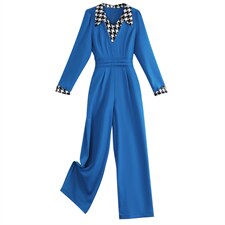 高端正品女装阔腿连衣裤2025春季新款时尚气质拼接裤，女装连体裤，韩美纤衣