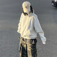 抖音得物高品质二开秋冬美式高街重磅结构辑明线连帽卫衣外套W75，男装卫衣，电商A486-1