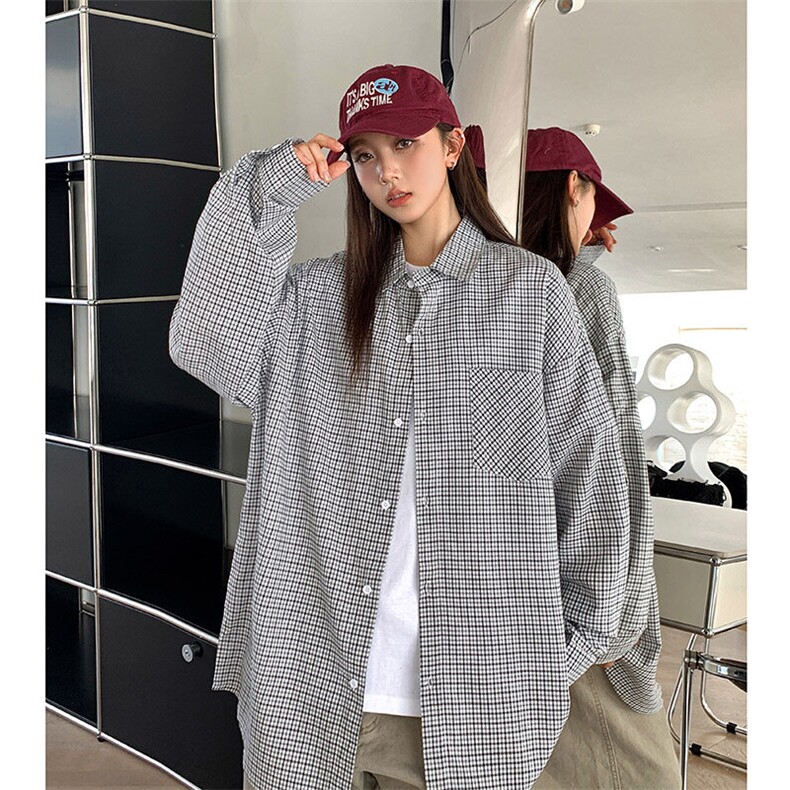 港风纯棉衬衫高级感设计耐磨格子衬衫休闲百搭MD-H557-特批45控79,男装衬衫,星座717
