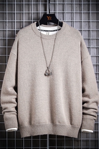 1日系中性情侣宽松潮流大码M-5XL纯色毛衣男外套7979P45加绒P55图片