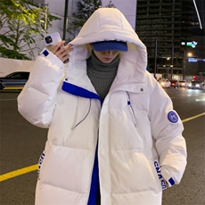 wassuphappy白色羽绒服男冬季潮流加厚保暖上衣青少年宽松面包服，男装羽绒服，星座301D-5(原星座1415）