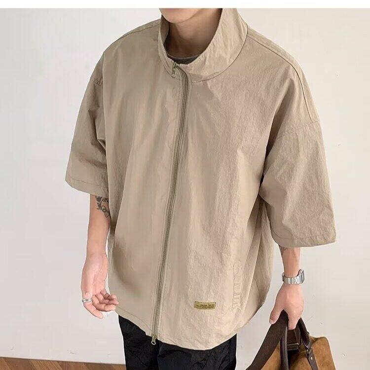 夏季插兜拉链衬衫短袖男女透气运动学院风中性上衣潮CY1163-P35图片