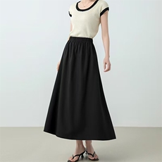 简约休闲版型高腰A字大摆裙中长款半身裙，女装半身裙，臻纶羊绒