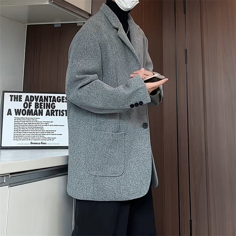 N6169/P95加棉P105冬季新开叉呢料毛呢西服男宽松外套上衣呢大衣,男装西服,电商A141