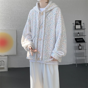 WY10142-特P53 控98秋季设计感小众长帽绳大码男长袖连帽卫衣外套图片