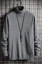 多色可翻高领毛衣男打底衫秋冬季新款韩版男士针织衫潮流DF65T，男装针织衫/毛衣，电商A102