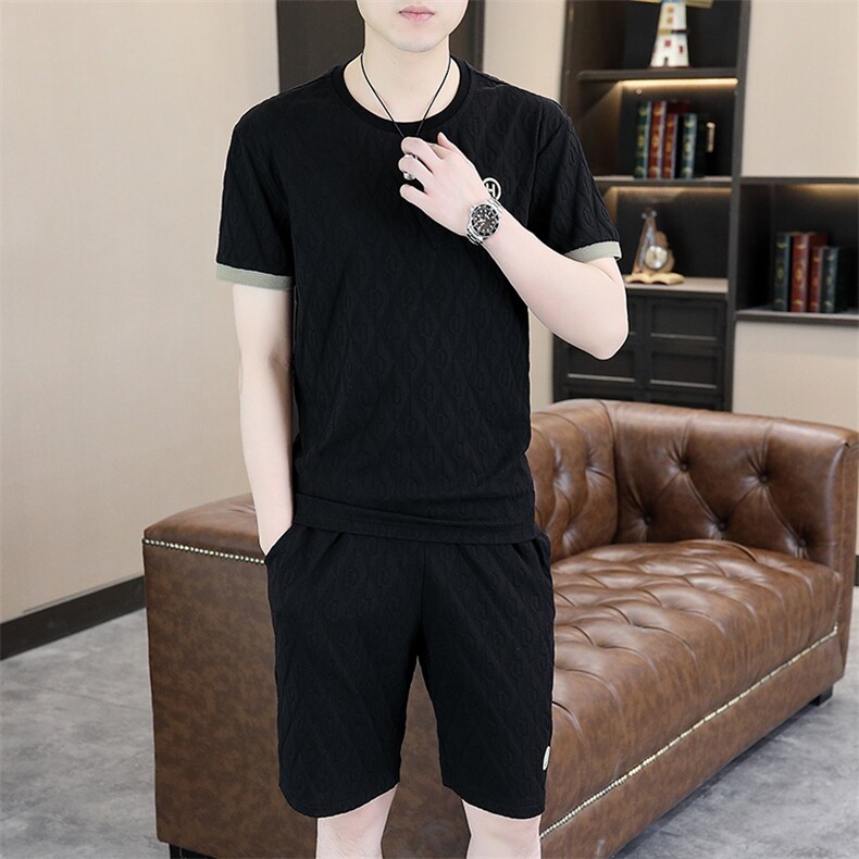 polo衫中年商务休闲男装夏季新款男士短袖T恤套装半袖翻领上衣服图片