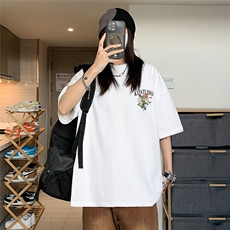 EQ245*玫瑰花印花短袖男女中性风夏季T恤港风ins潮流街头半袖，男装T恤，电商C306-1