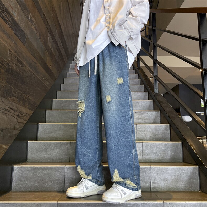 816时尚新款休闲牛仔裤港风美式宽松直筒特批40，男装牛仔裤，星座215-2（原311A-2）