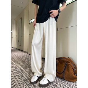 8XL-M 特大码冰丝裤醋酸阔腿裤男缎面高腰垂感防晒凉凉裤K979P45图片
