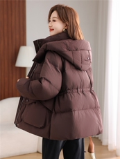 棉服女冬季新款加厚保暖纯色百搭中长款棉衣，女装棉衣/棉服，曼沙奕珂