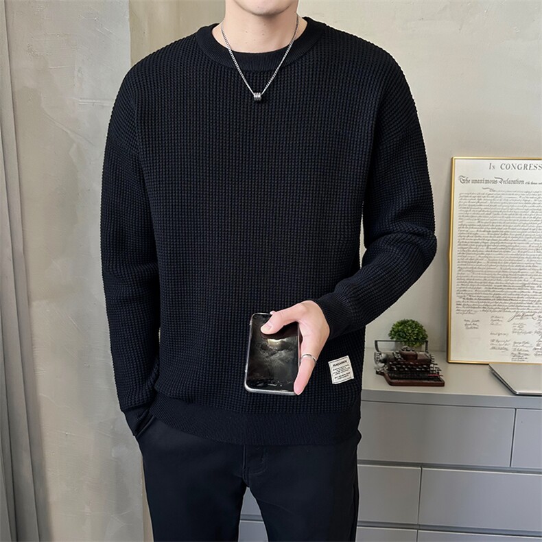 B353MY909P80黑2024店主宽松秋冬男士潮版针织衫套头毛体男,男装针织衫/毛衣,电商B353