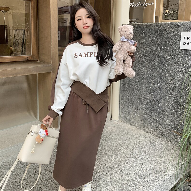 时尚套装女2024春季新款盐系穿搭御姐卫衣套装轻熟风半身裙两件套,女装套装/套裙,鑫慧