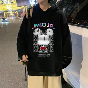 WY2214-P35 加绒款-P40 纯棉连帽卫衣男大码运动帽衫宽松薄外套男图片