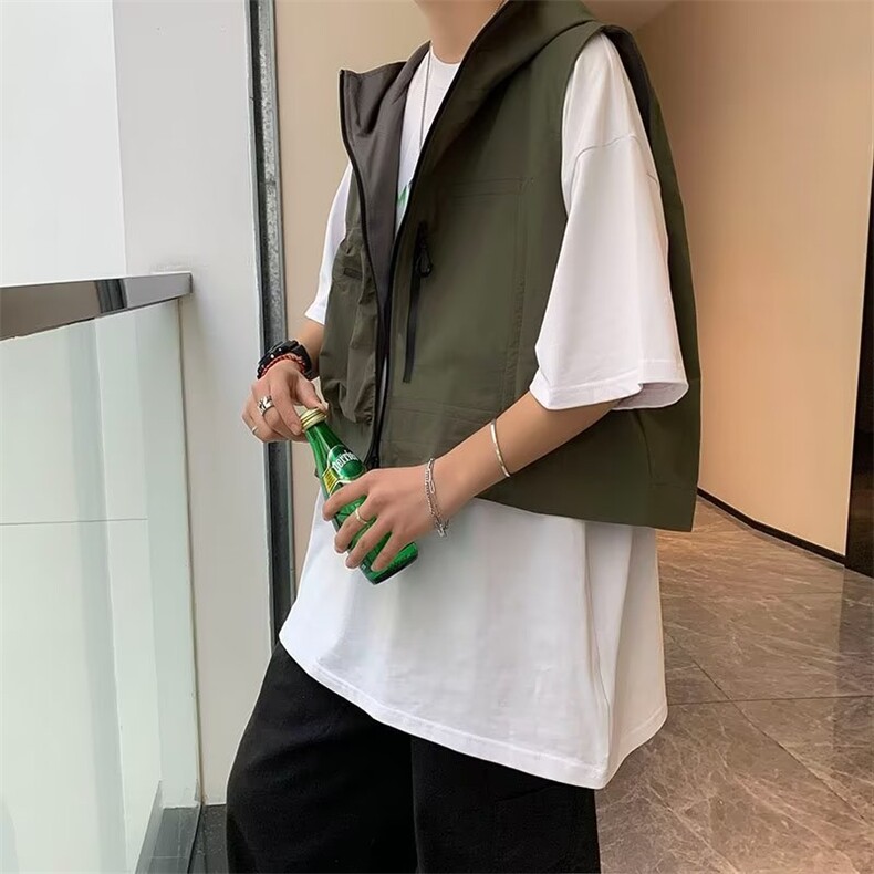 拉链新款潮流纯色标准日系简约气质百搭秋季男潮青春流行马甲立领,男装背心/马甲,星座1210-1