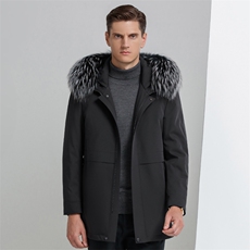 21冬季新款派克服男士貂绒内胆银狐毛领连帽常规外套YN2155-P630，男装皮衣，电商B212（原钱塘6029）
