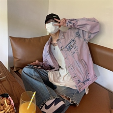 新款牛仔外套男ins潮春秋水洗做旧上衣美式复古扎染夹克JK023-p65，男装夹克，星座1008