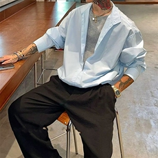 抖音假两件双层设计小众防嗮长袖衬衫男CS895-P55(网图参考，男装衬衫，电商B267