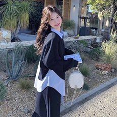 松弛感灰色卫衣套装裙女2025春季新款学院风减龄衬衫半身裙三件套，女装套装/套裙，2C133