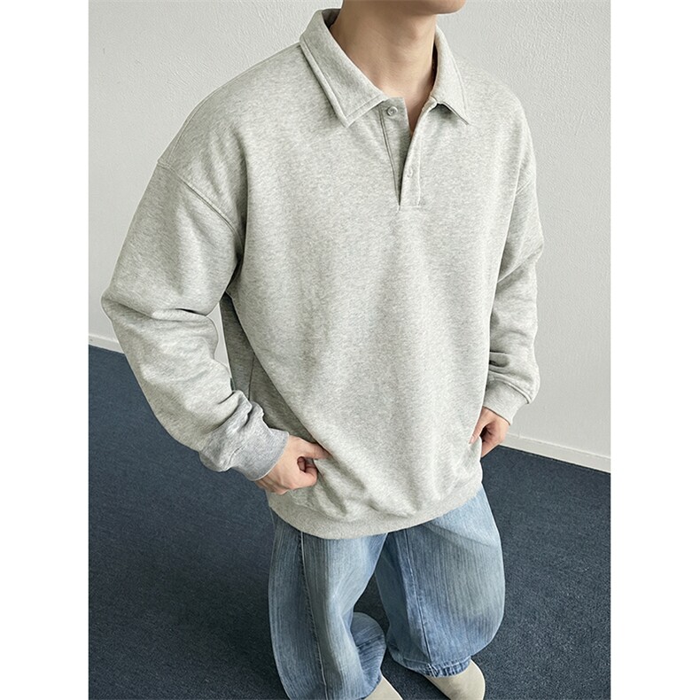 抖音得物高品质二开26春装美式高街结构设计POLO翻领卫衣外套W77，男装Polo衫，电商A486