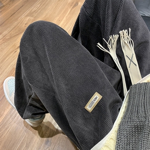 主推 休闲裤男宽松港风直筒灯芯绒阔腿裤416B-KL286-P55 限68图片