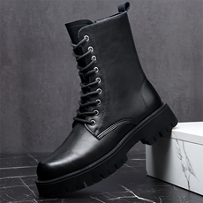 X4286-165新款9孔马丁靴男款加绒保暖长筒皮靴，男鞋马丁靴，星座1407-3