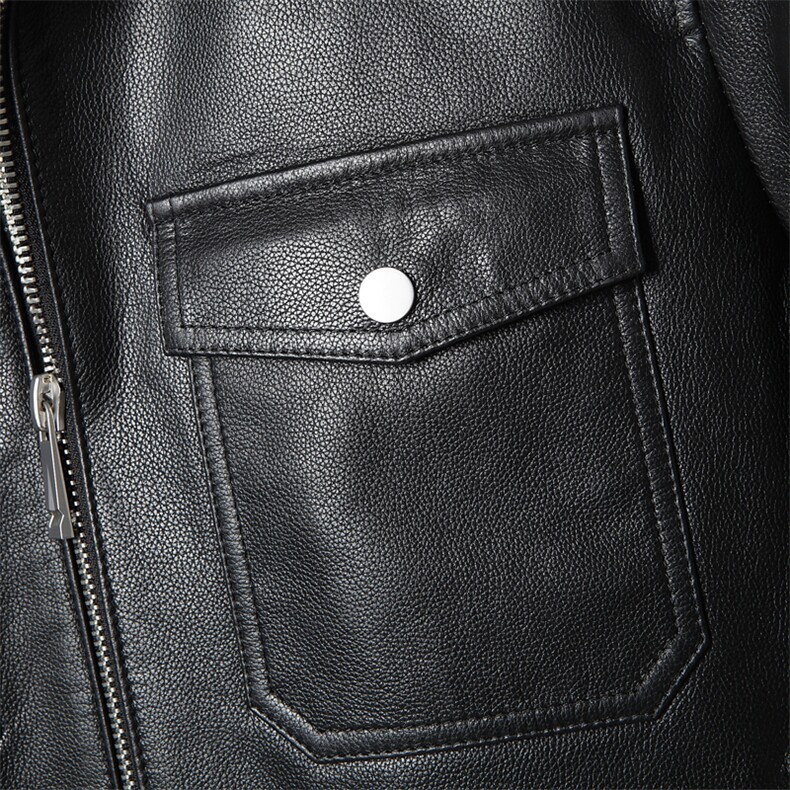 J2021男式秋冬新款翻领头层牛皮内胆皮衣男夹克P680图片