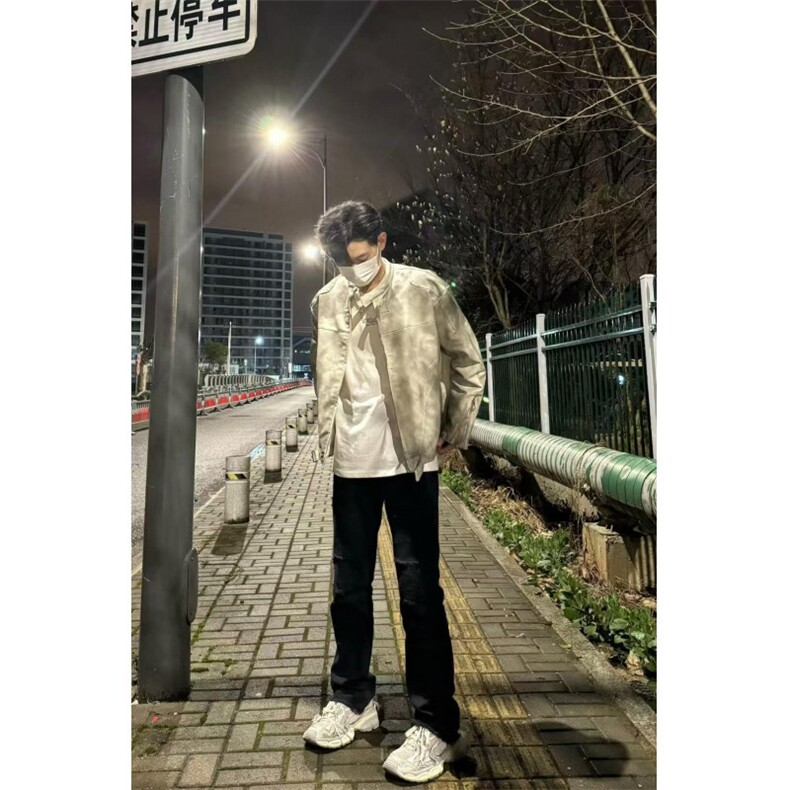 【有货】cleanfit扎染皮衣外套男春秋款机车服夹克3604HH-特P85,男装夹克,星座1007（原301D）