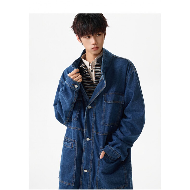 时尚牛仔外套女中长款秋季立领休闲宽松复古JK0493-P73，男装工装外套，星座308B-2