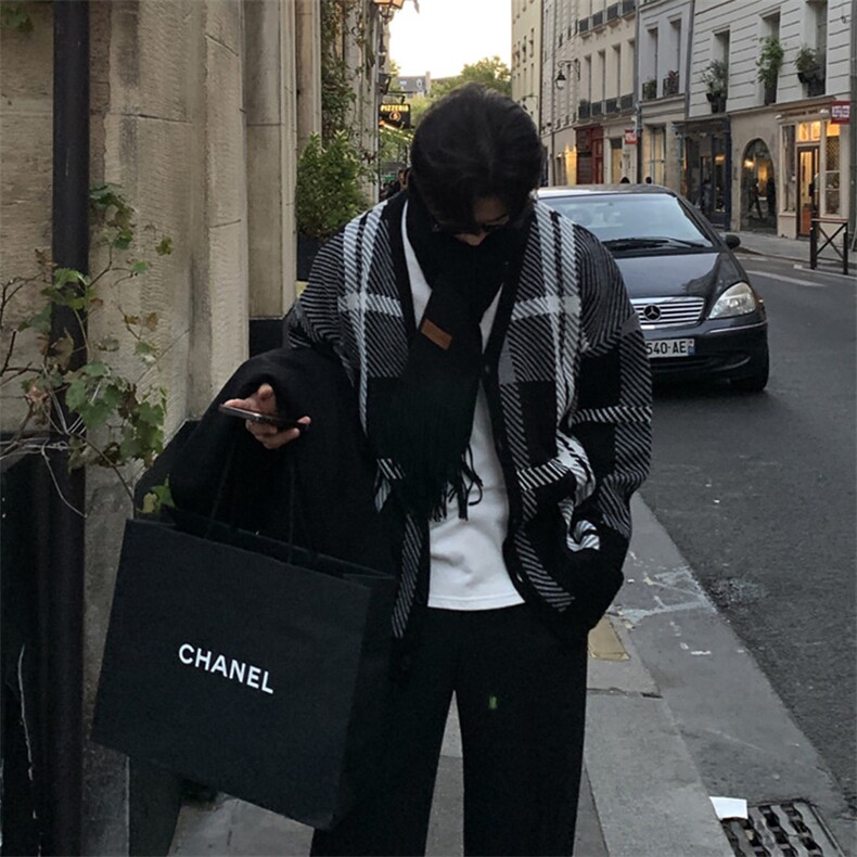 韩式街头设计开衫落肩慵懒风休闲针织衫毛衣外套H4544P85，男装针织衫/毛衣，星座1116-2