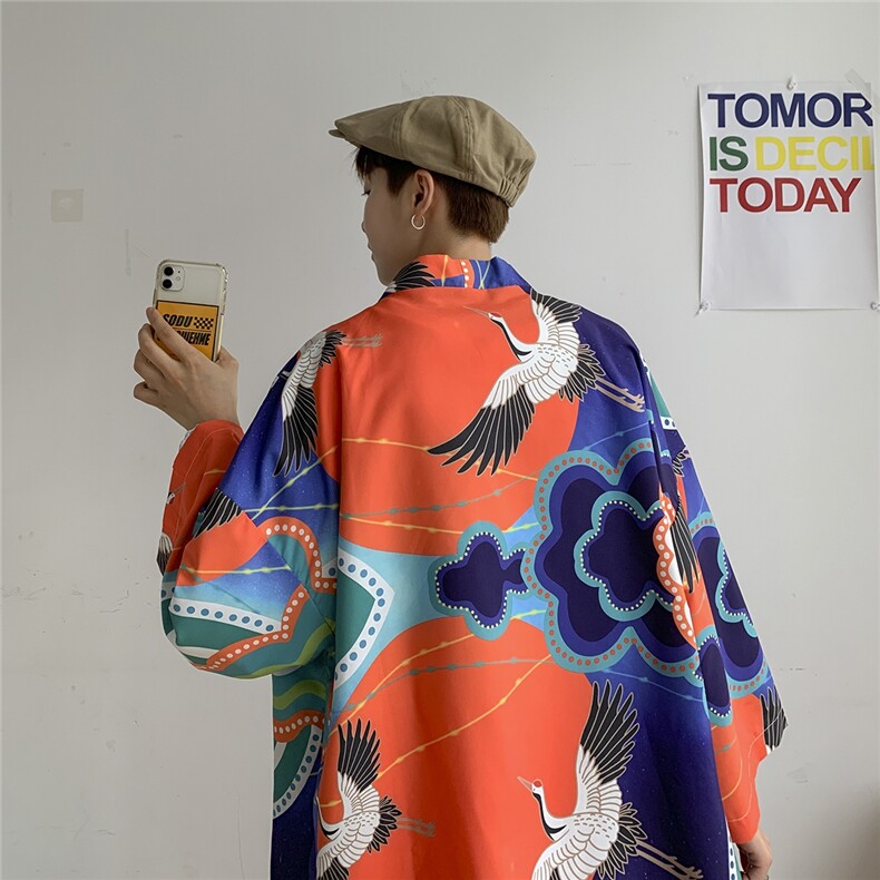 夏大码风港风外套防晒服开衫薄款道袍披风汉服中性F12/P40，男装防晒衣，钱塘713