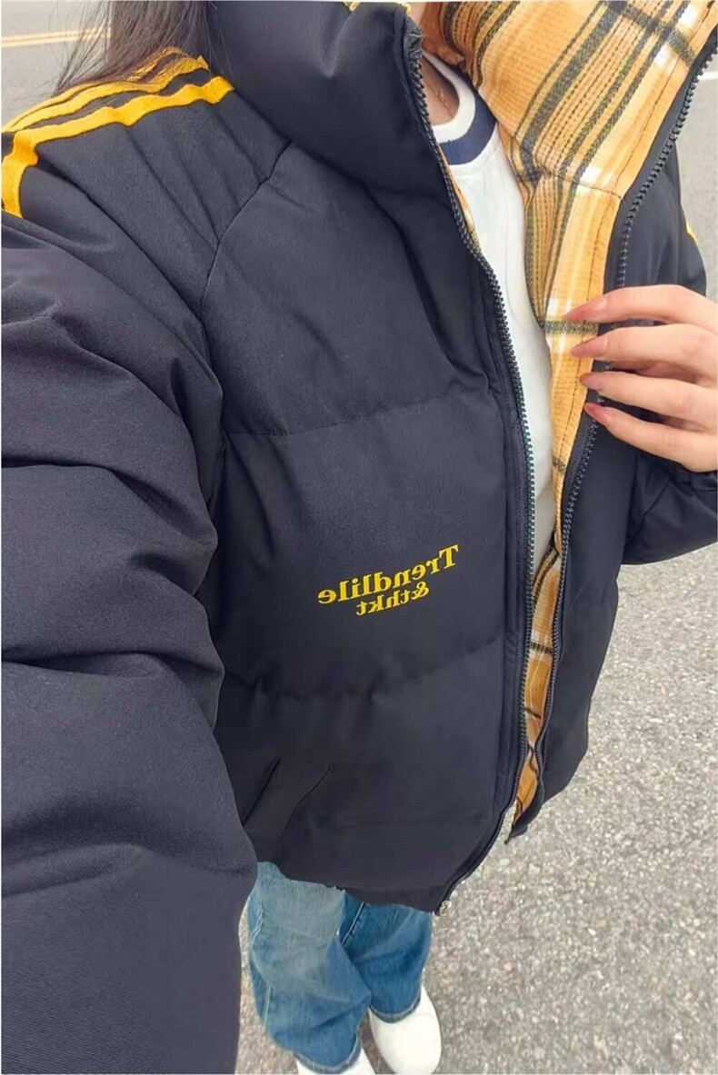 2025撞色格子三道杠棉衣女装面包服加厚保暖中性款棉服P65-1620,男装棉衣,星座207