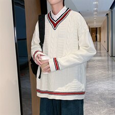毛衣V领休闲宽松上衣男时尚青年2024秋冬新款A161-2-M2050-P65图片