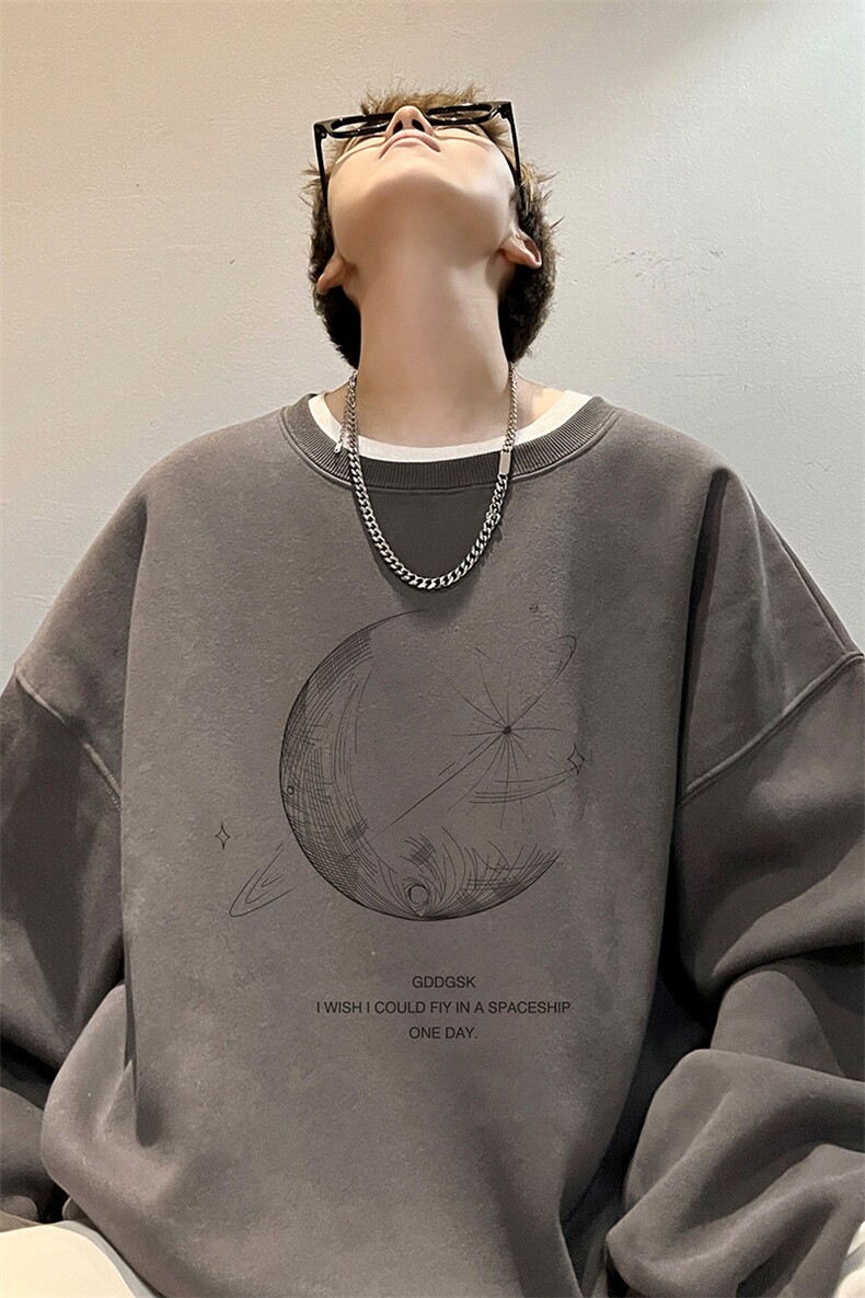 内景春季新款高街圆领卫衣男潮休闲宽松打底衫WY9381/P35加绒P45,男装卫衣,电商B316