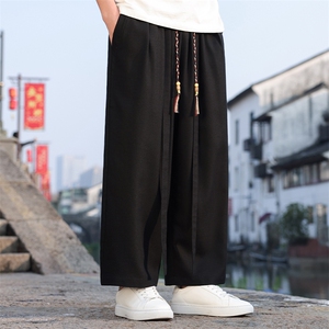 2026春夏新款风男装拼接腰绳休闲裤中式宽松阔腿裤 K171-P75，男装休闲裤，电商B277(原6028)