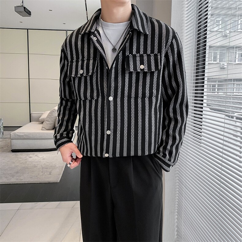 春秋款小香风条纹夹克编织外套A328-2286-P85-K129，男装夹克，星座406