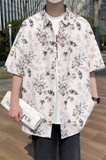 精品花衬衫大码男短袖夏季痞帅休闲上衣服外套翻领衬衣A012/P35，男装衬衫，电商A012