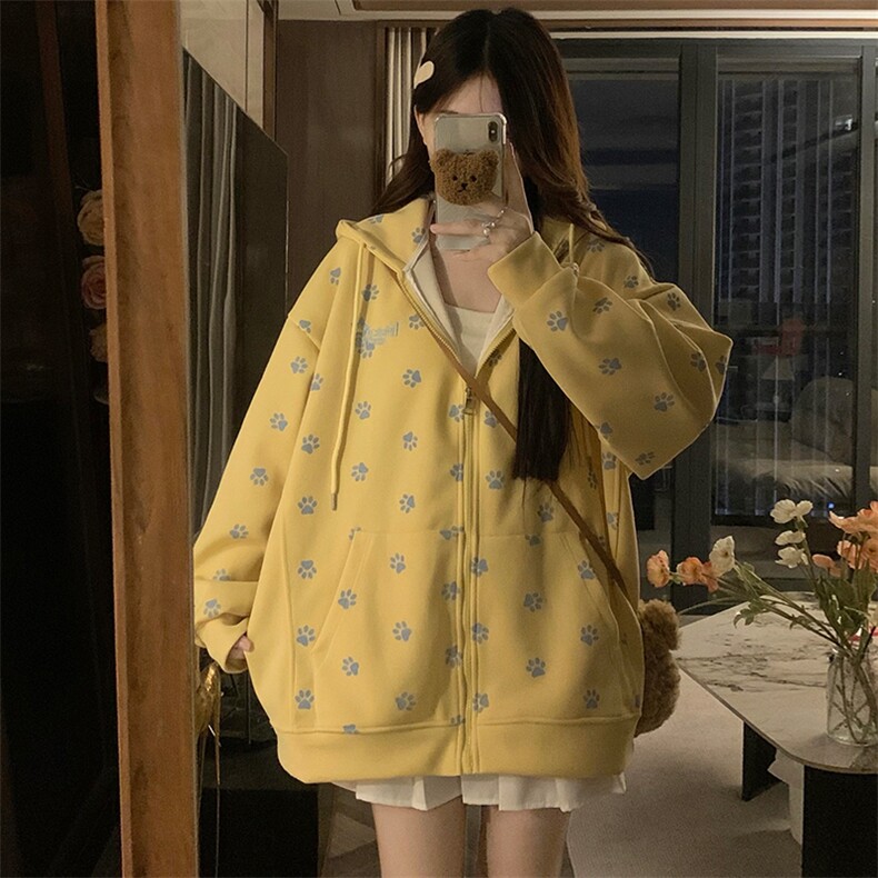 A357-P952024新款印花连帽外套春秋学院风休闲百搭拉链开衫上衣,女装短外套,星座911