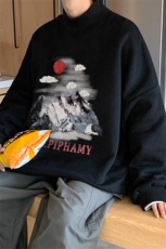 加绒加厚高领卫衣油画印花落肩袖情侣款打底衫男XZ514-2-G83-P48，男装T恤，星座514-2(原B239)