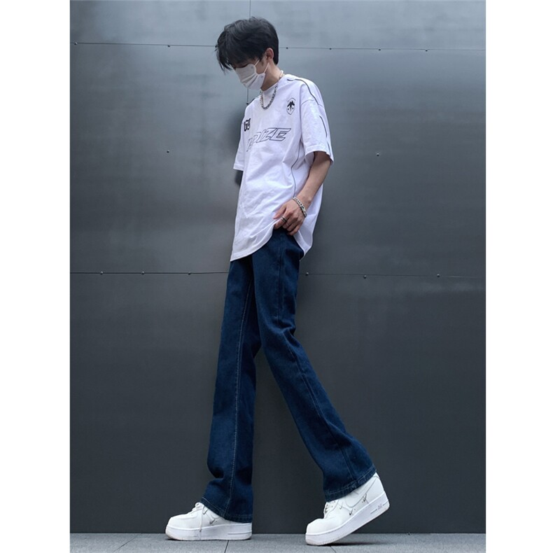 自家图主推货足大码黑色毛边微喇黄泥牛仔裤直筒裤K10-P50,男装牛仔裤,星座205