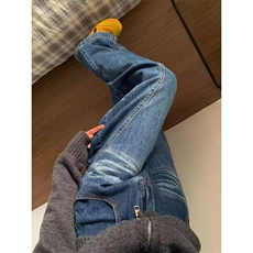 AK1812-P60美式街头渐变水洗宽松阔腿简约牛仔裤，男装牛仔裤，星座617A-2