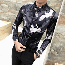 2021春款男个性数码印花衬衫英伦风修身夜店工作服长袖W313，男装衬衫，星座419（原A233）