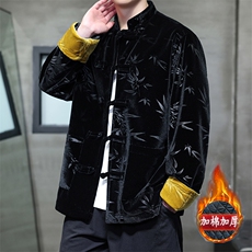 现货24新中式丝绒竹叶压花高级感棉服MY9913-P130控189，男装棉衣，电商A021