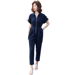 中腰夏季薄款立体裁剪连衣通勤翻领拉链装饰女装图片
